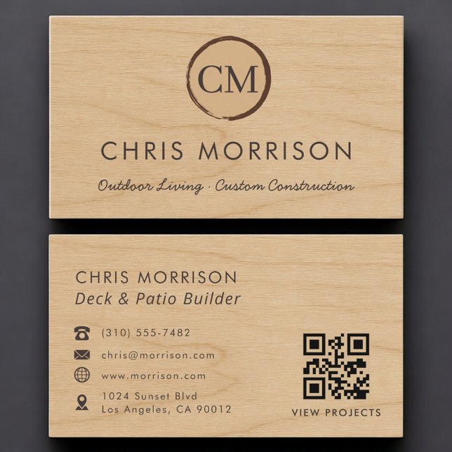 Cartão De Visita Construtor de Deck & Pátio QR Code Profissional Ma (Criador carregado)
