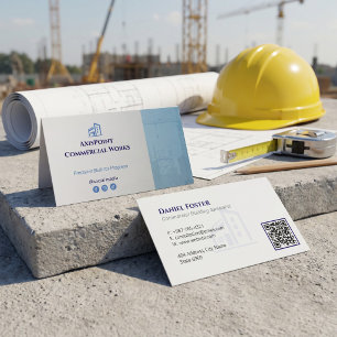 Cartão De Visita Construtores de Edifícios Comerciais Cinza Minim