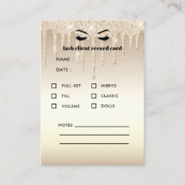 Cartão De Visita Consulta ao Cliente Eyelash com Glitter Dourado