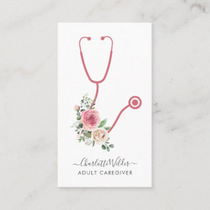 Cartão De Visita Consulta da Cuidadora Floral Estetoscópio