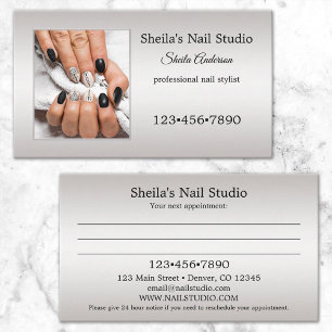 Cartão De Visita Consulta de Estúdio de Unhas com Foto Personalizad