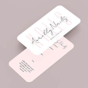 Cartão De Visita Consulta de Técnica de Unhas Minimal Beauty Rosa B