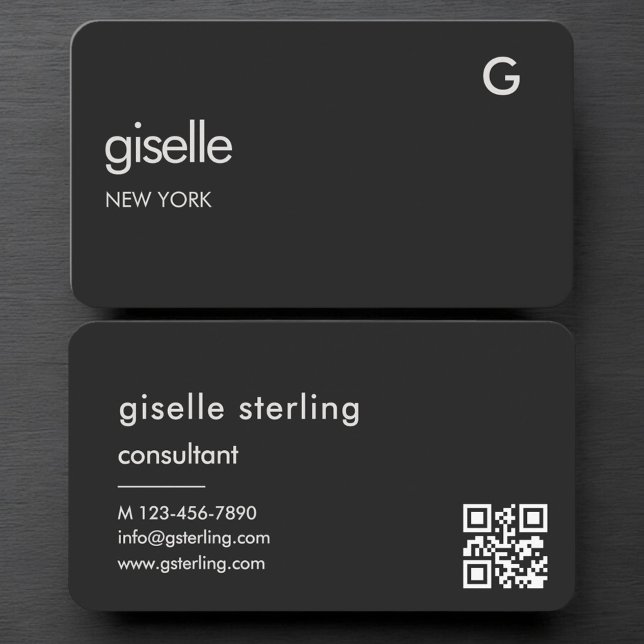Cartão De Visita Consultant Black QR Code (Criador carregado)