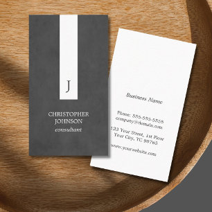Cartão De Visita Consultante branco elegante moderno do monograma
