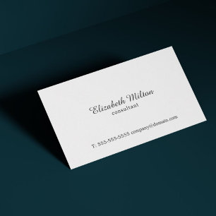 Cartão De Visita Consultante branco elegante simples minimalista