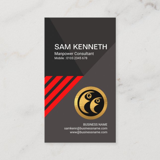 Cartão De Visita Consultante vermelho futurista da mão-de-obra da (Frente)