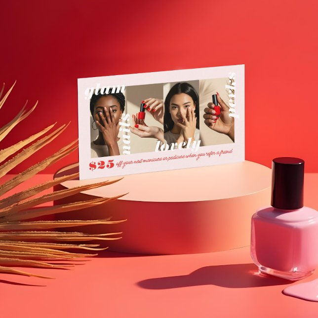 Cartão De Visita Consulte Uma Referência De Colagem De Fotos Modern (Refer A Friend Modern Bold Photo Collage Referral Business Card)