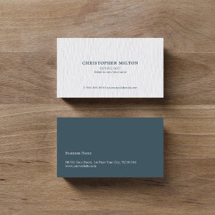 Cartão De Visita Consultor azul branco de textura elegante simples