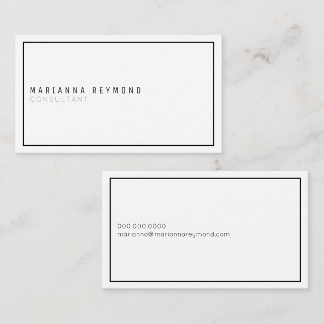 Cartão De Visita consultor básico e minimalista elegante (Frente/Verso)