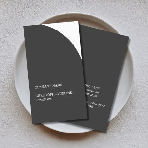 Cartão De Visita Consultor Branco de Cinzas Escuras Simples Elegant
