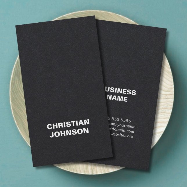 Cartão De Visita Consultor branco preto mínimo moderno e preto (Criador carregado)