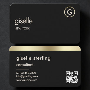 Cartão de Visita Consultor Código QR Black Gold