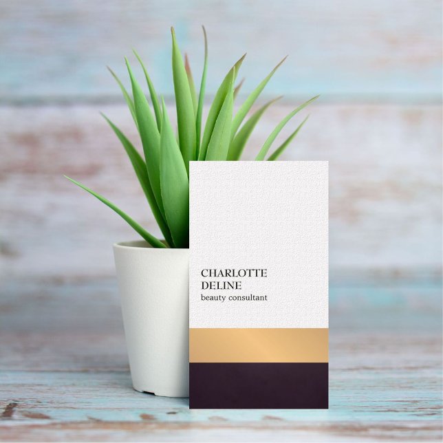 Cartão De Visita Consultor de Beleza de Stripes Elegante Moderno (Criador carregado)