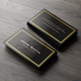 Cartão De Visita Consultor de Borda de Metal Preto Grunge e Folha d