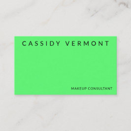 Cartão De Visita Consultor de Cabelo de Maquiagem Verde Vibrante