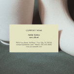 Cartão De Visita Consultor de cor clara elegante e simples<br><div class="desc">Cartão de visita simples com fundo amarelo pastel leve. Design clássico e simples. Você pode encontrar cartas semelhantes em nossa loja se preferir outra cor.</div>