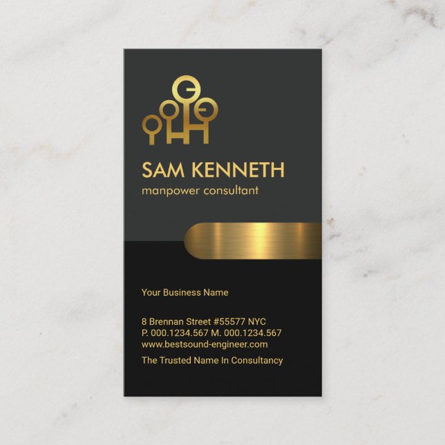 Cartão De Visita Consultor de Energia de Coluna Preta da Cinza Retr (Frente)