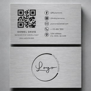 Cartão De Visita Consultor de Gestão Metal QR Code