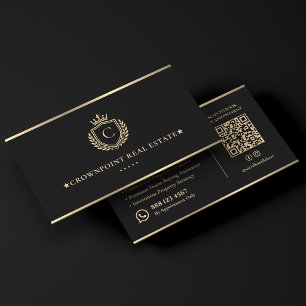 Cartão De Visita Consultor de Imóveis Executivo Falso Crest Dourado