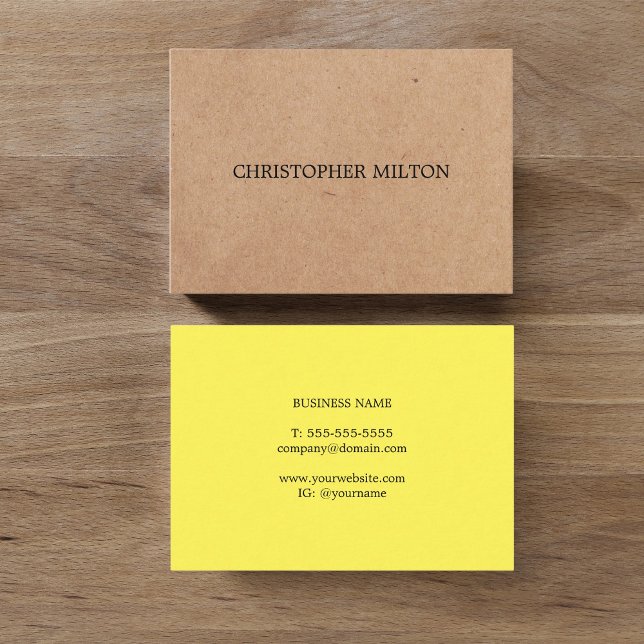 Cartão De Visita Consultor de Kraft em Papel Verde Impresso Moderno (Criador carregado)