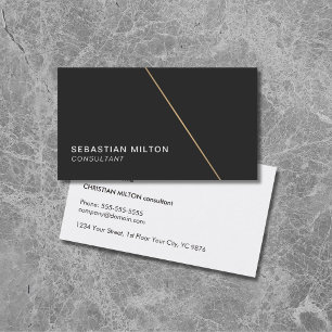 Cartão De Visita Consultor de linha Dourada de bllack falsa minimal