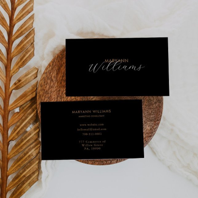 Cartão De Visita Consultor de Marketing Retroativo Black Brown (Criador carregado)