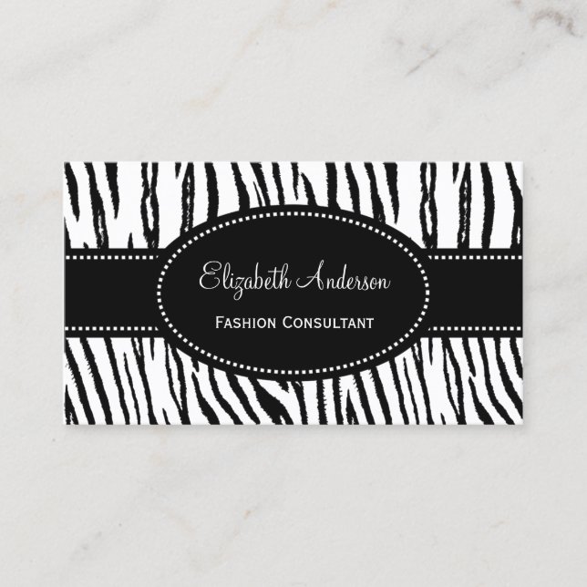 Cartão De Visita Consultor de Moda Zebra (Frente)