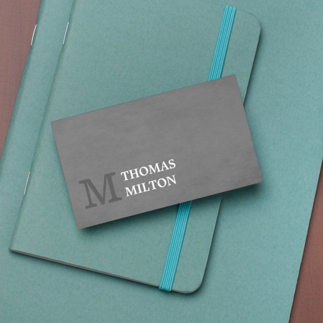 Cartão De Visita Consultor de Monograma de Cinzas Elegante Moderna (Criador carregado)