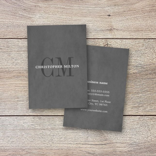 Cartão De Visita Consultor de Monograma de Cinzas Elegante Moderna (Criador carregado)