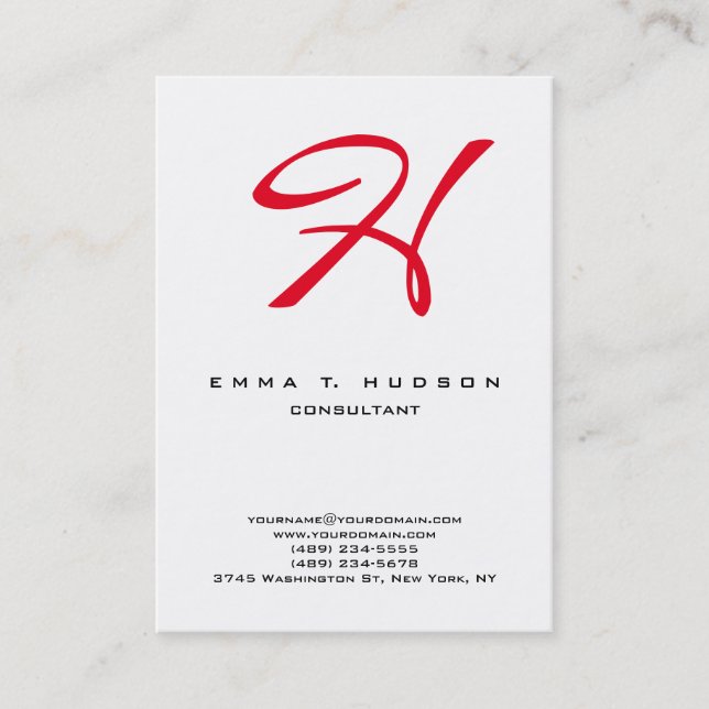 Cartão De Visita Consultor de Monograma Profissional de Na moda Chu (Frente)