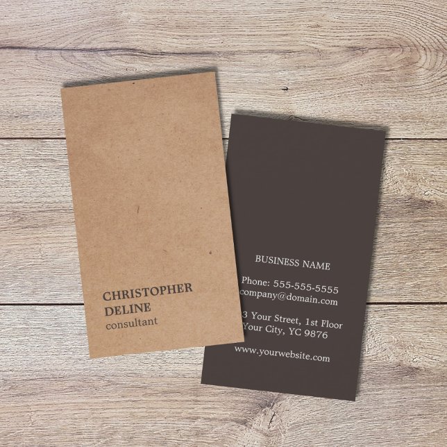 Cartão De Visita Consultor de Papel Brown Kraft, Elegante moderno (Criador carregado)