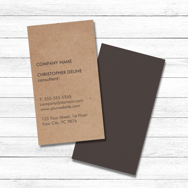 Cartão De Visita Consultor de Papel Brown Kraft, Elegante moderno (Criador carregado)