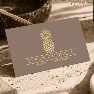 Cartão De Visita Consultor de Propriedade de Luxo Gold Pineapple Ta