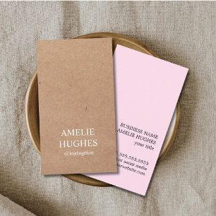 Cartão De Visita Consultor de Rosa de Papel Kraft Impresso Moderno 