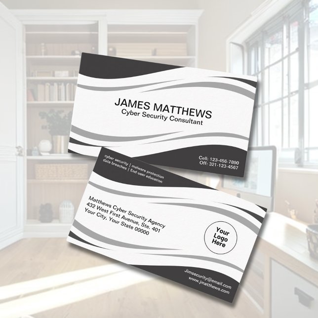 Cartão De Visita Consultor de Segurança Cibernética de Computador P (Our professional cybersecurity business cards are designed to help you stand out from the crowd. )