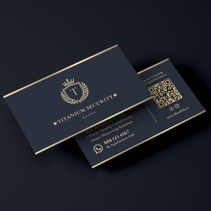 Cartão De Visita Consultor de Segurança Executivo Luxo Crest Navy
