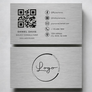 Cartão De Visita Consultor de Vendas Metal QR Code