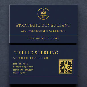 Cartão De Visita Consultor Estratégico Código QR do Logotipo Blue G