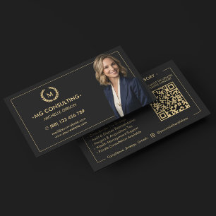 Cartão De Visita Consultor Estratégico Moderno Contador CPA Preto 