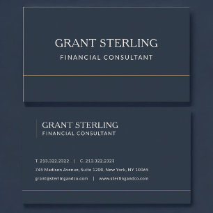Cartão De Visita Consultor Financeiro Azul Marinho Profissional