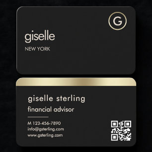 Cartão De Visita Consultor Financeiro Código QR Black Gold