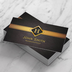 Cartão De Visita Consultor financeiro de logotipo do Monograma Dour