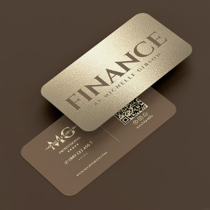 Cartão De Visita Consultor Financeiro Elegante Marrom Dourado Falso