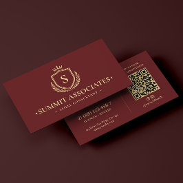Cartão De Visita Consultor Jurídico Advogado Elegante Coroa Burgund