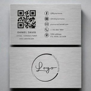 Cartão De Visita Consultor Jurídico Código QR de Metal