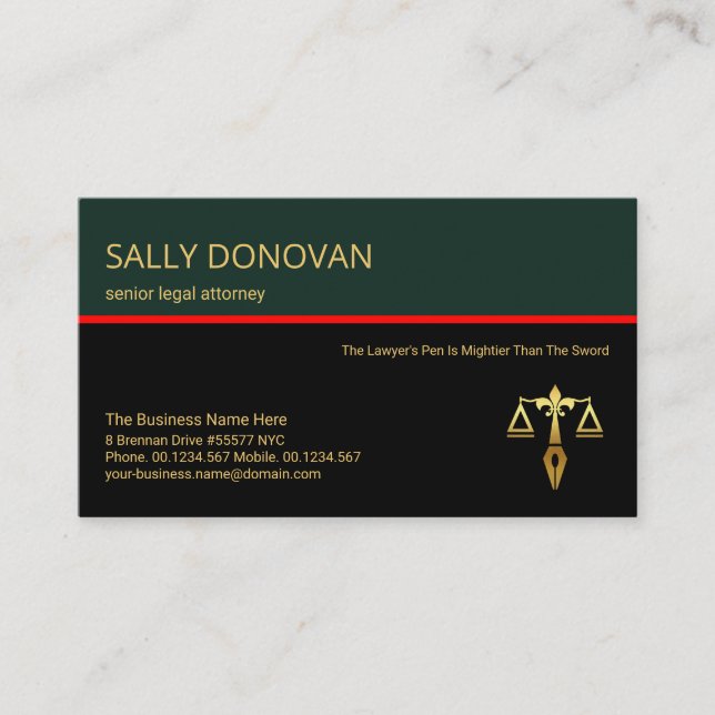 Cartão De Visita Consultor Jurídico da Linha Vermelha da Camada na  (Frente)