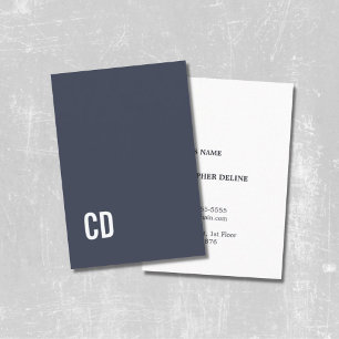 Cartão De Visita Consultor mínimo de monograma branco azul elegante