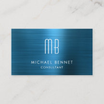 Consultor Monograma Metálico Azul Elegante