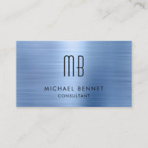 Consultor Monograma Metálico Azul Elegante