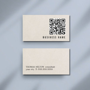 Cartão De Visita Consultor Negrito Código QR Textura de Papel Minim